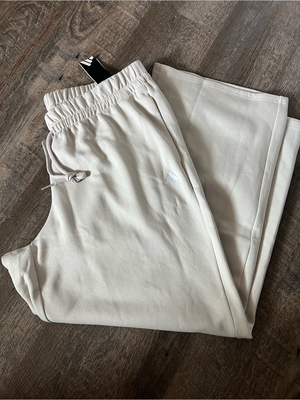 NWT Adidas Cream Drawstring Wide Leg Sweat Pants